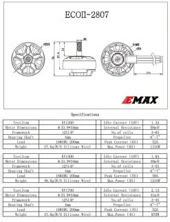 EMAX ECO II 2807 Brushless Motor 1500KV -Drone Parts Store ECOII 2807Motor specifications 200926 01