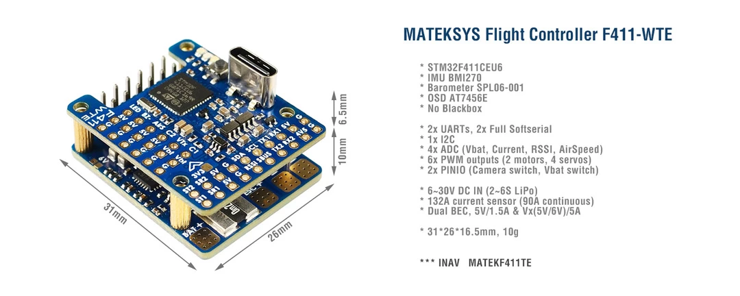 Matek Flight Controller F411-WTE 2 Matek Flight Controller F411-WTE - Image 2