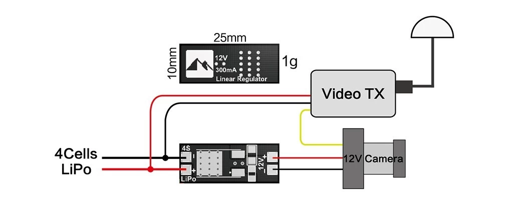 Matek Linear Regulator - 4S LiPo To 12V 300mA 3 Matek Linear Regulator - 4S LiPo To 12V 300mA - Image 3