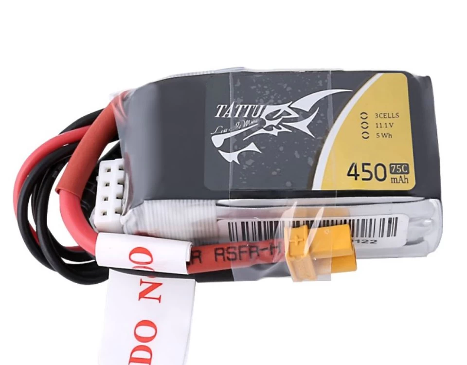 Tattu 450mAh 11.1V 75C 3S1P Lipo - XT30 1 Tattu 450mAh 11.1V 75C 3S1P Lipo - XT30