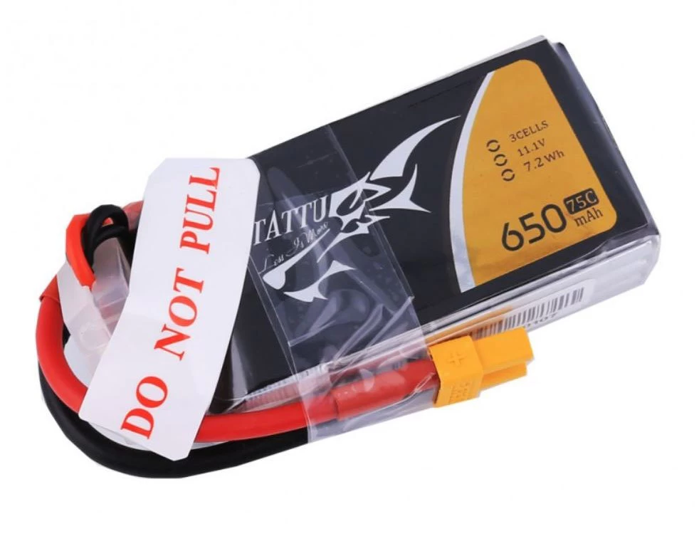 Tattu 3S1P 75C 11.1V 650mAh Lipo With XT30 1 Tattu 3S1P 75C 11.1V 650mAh Lipo With XT30