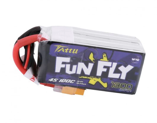 Tattu FunFly 1300mAh 100C 14.8V 4S1P Lipo Pack With XT60 1 Tattu FunFly 1300mAh 100C 14.8V 4S1P Lipo Pack With XT60