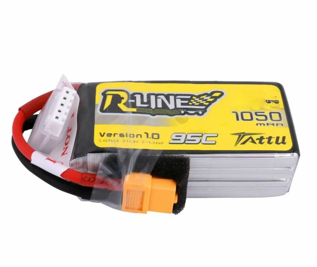 Tattu R-Line 1050mAh 95C 4S1P Lipo Battery Pack XT60 1 Tattu R-Line 1050mAh 95C 4S1P Lipo Battery Pack XT60